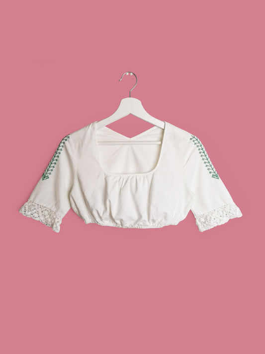 Cottage Core Dirndl Blouse Crop Top ~ size XS-S