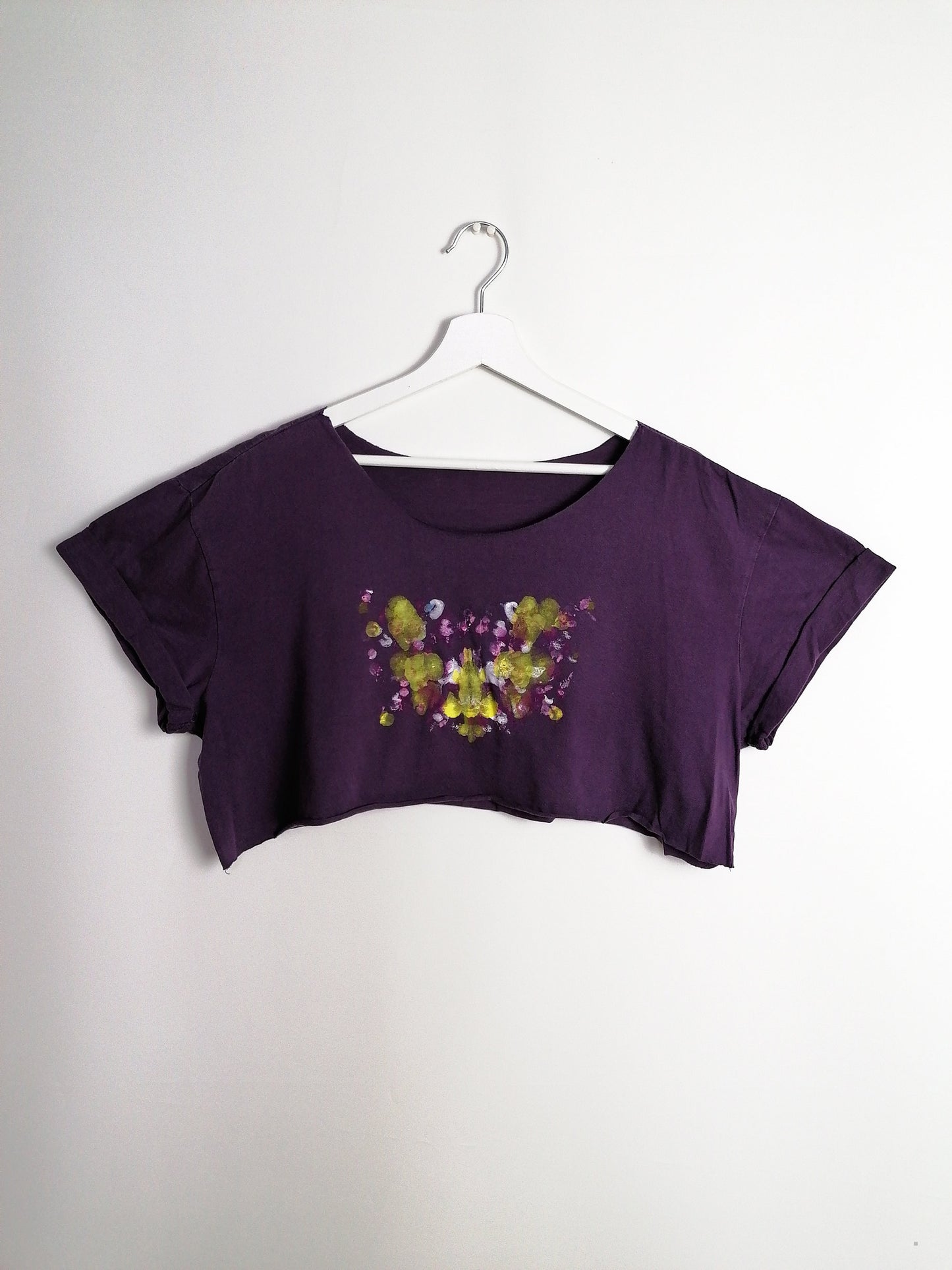Reworked Hand-painted "Rorschach" Crop Top