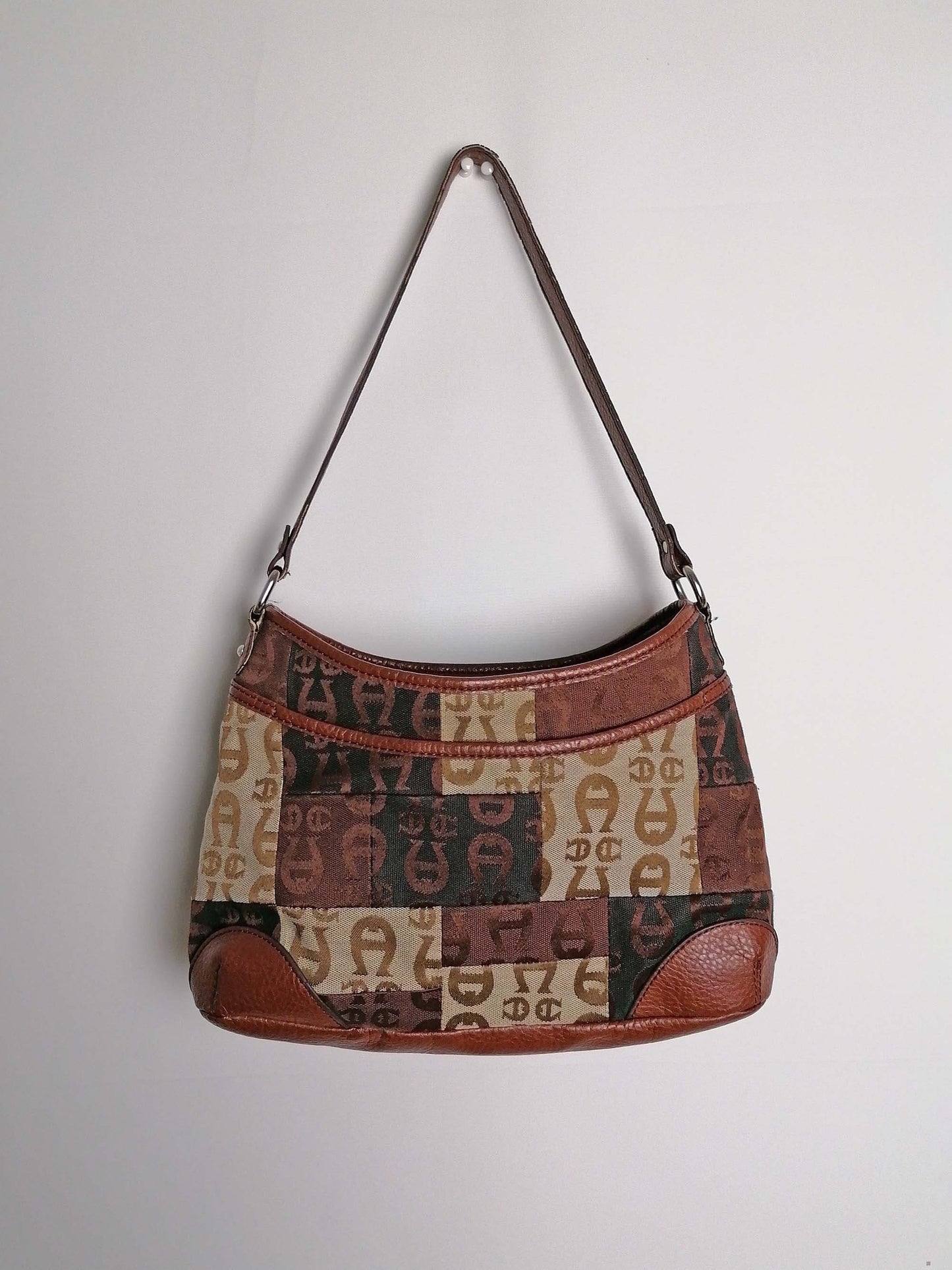 90's ETIENNE AIGNER Textile Canvas Bag Logo Print