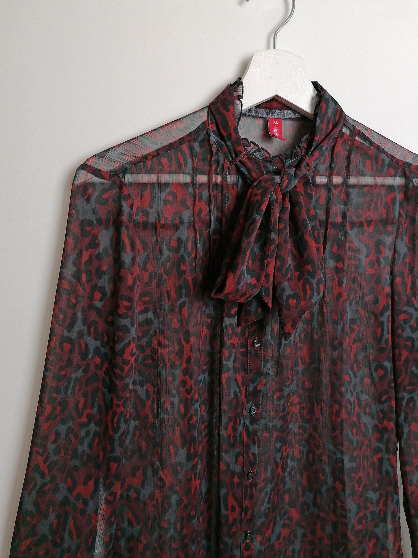 ESPRIT Pussy-bow Tie Sheer Blouse - size XS-S