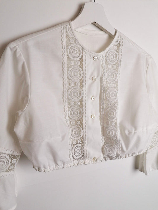 Cottage Core Dirndl Blouse Crop Top ~ size M