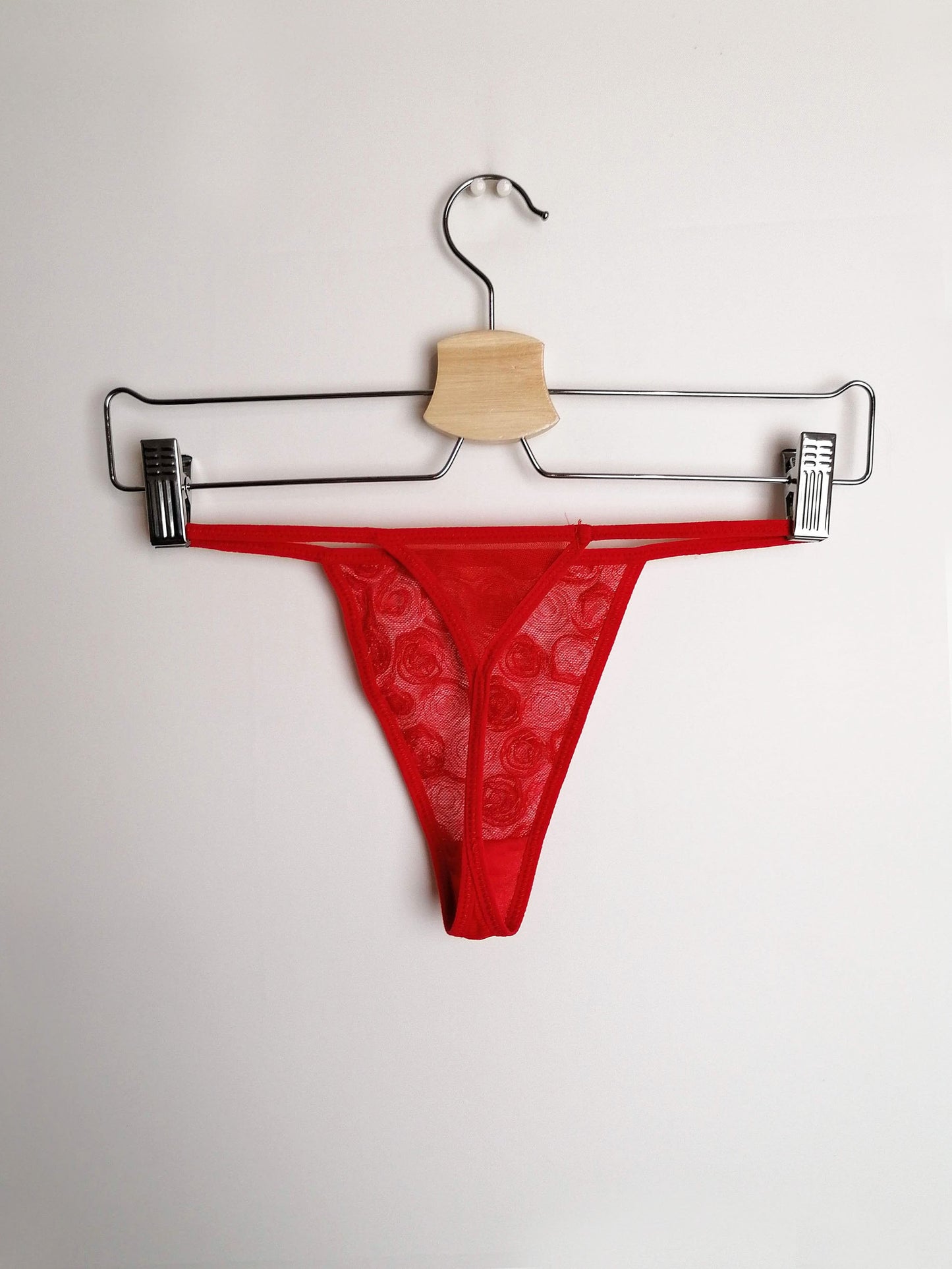 Sheer Red Tulle Lingerie Set - size S-M
