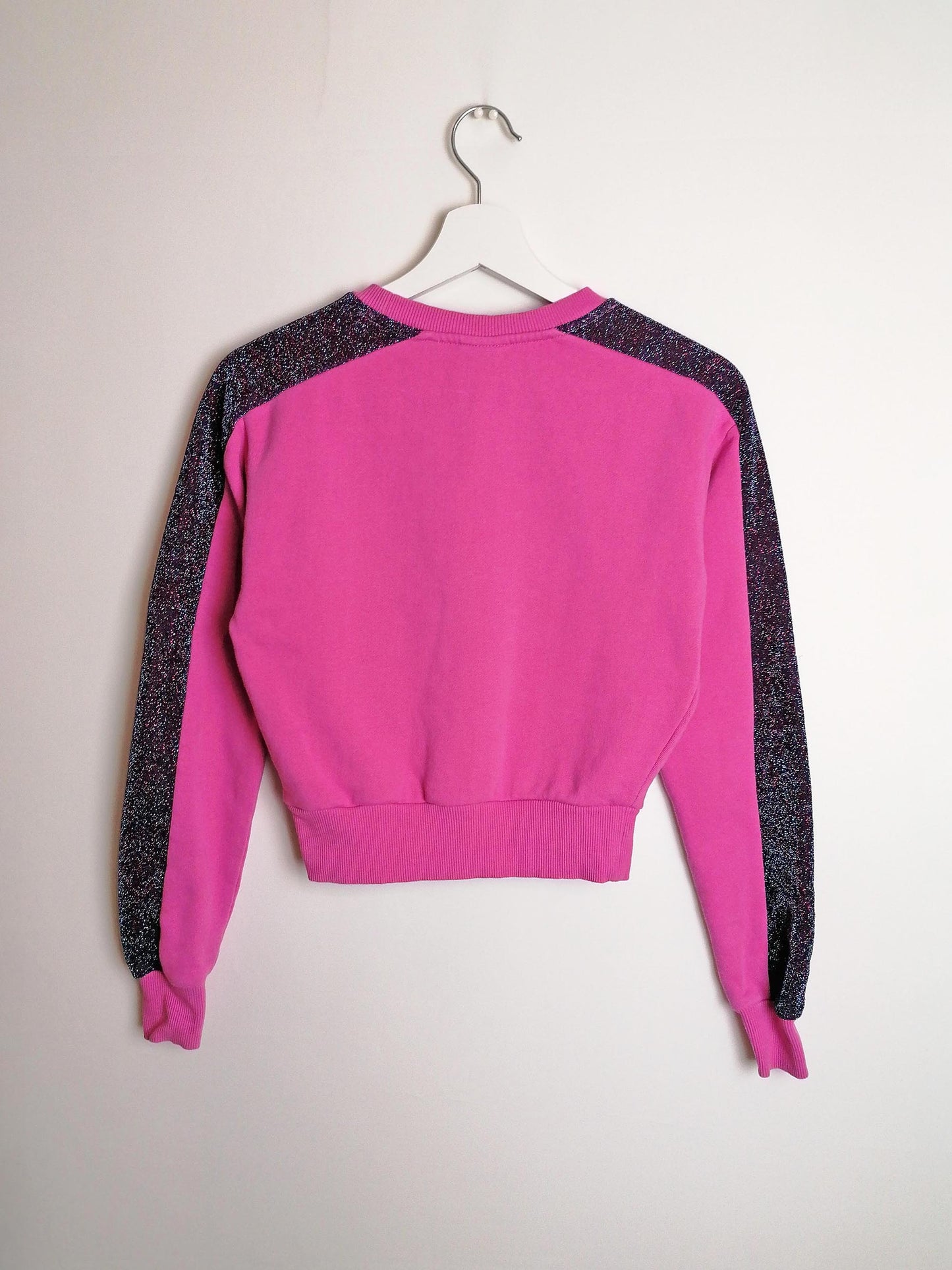 Y2K ELLESSE Crop Sweatshirt Glitter Sleeves - size XS