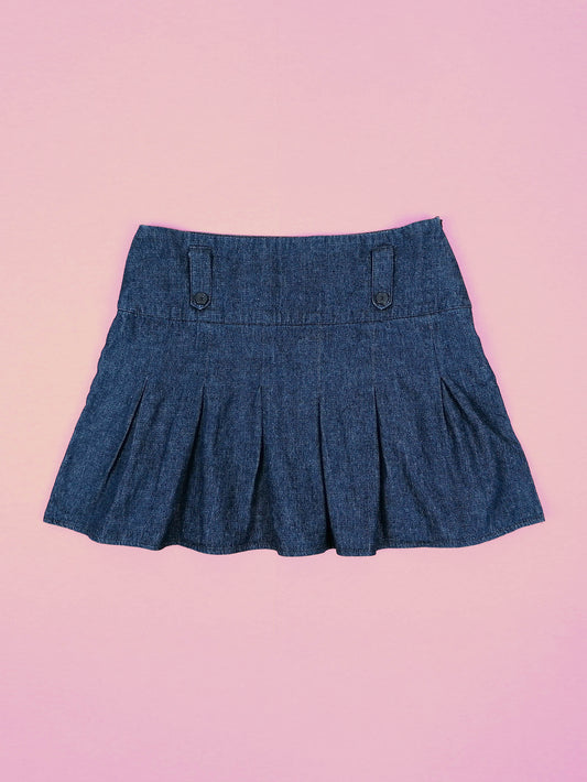 Y2K Denim mini-skirt with pleats - size M