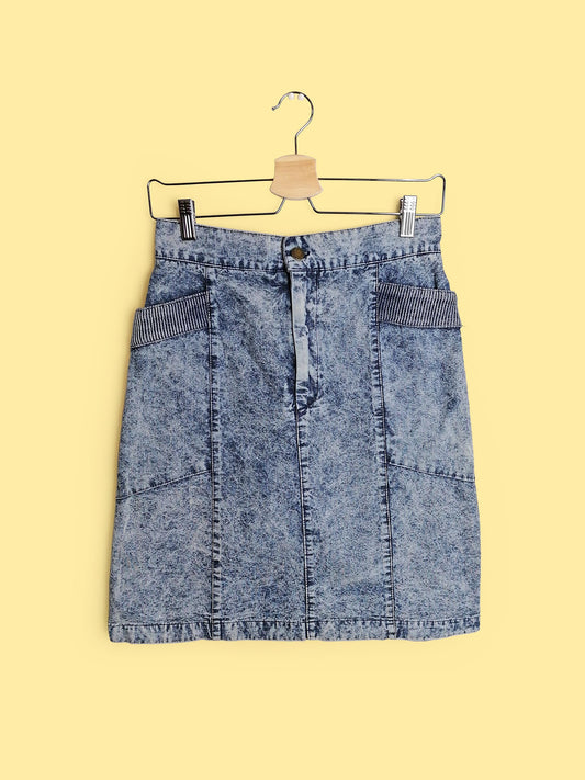 Acidwash Denim Skirt High Waist - size M