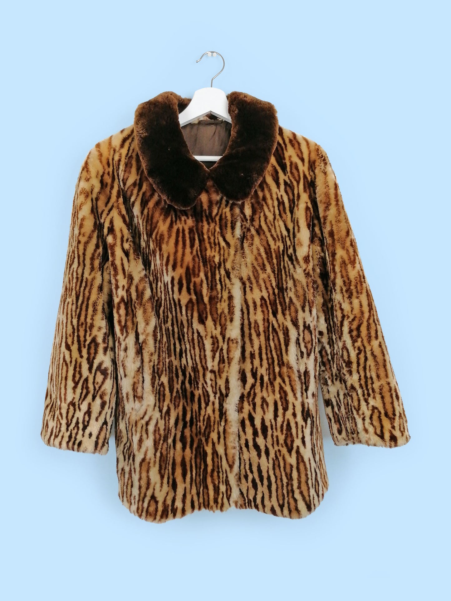 Vintage 80's Faux Fur Animal Print Short Jacket - size S