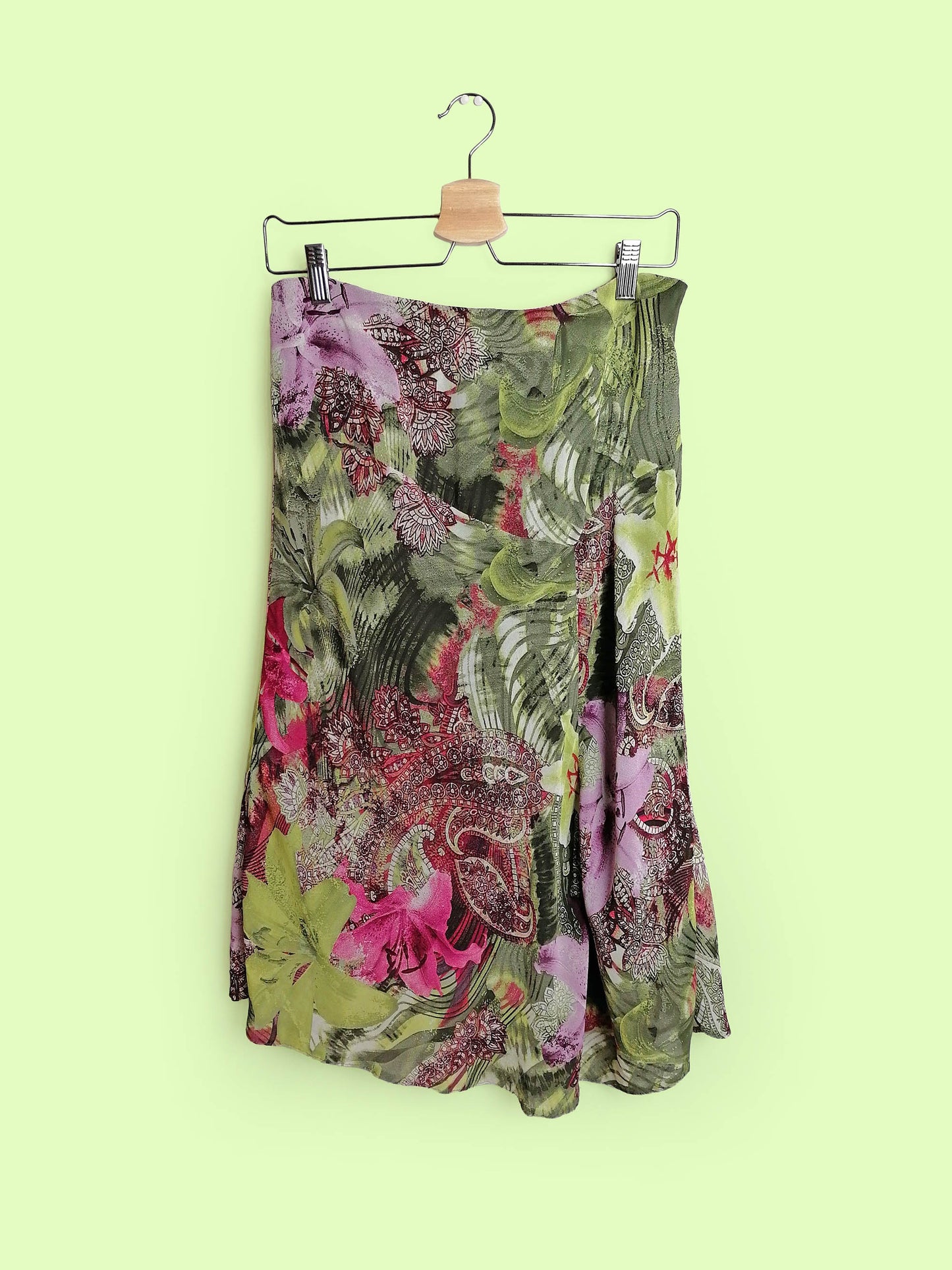 90's Y2K STEILMANN Asymmetric Skirt Floral Print - size M / D 38 / UK 12