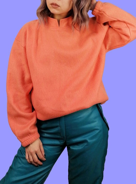 Orange Fleece Thermal Sweater High Neck - size S-M