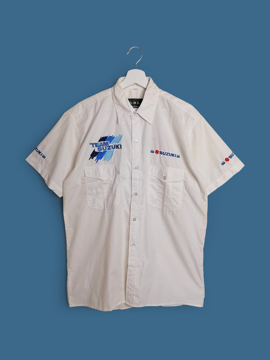SUZUKI Team Short Sleeve White Shirt - size M-L
