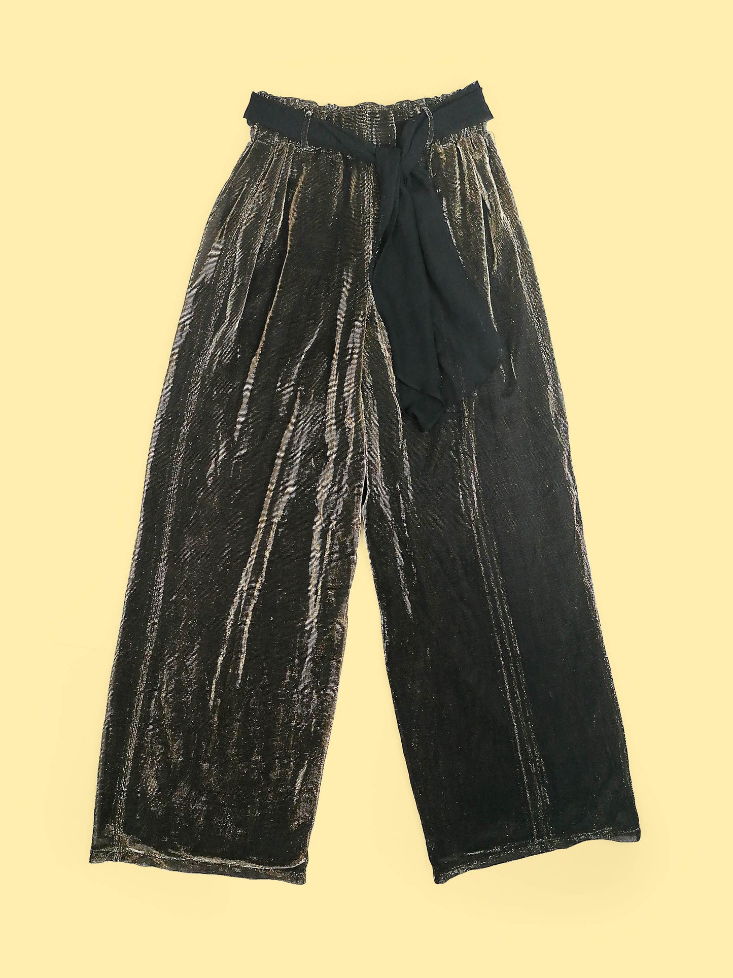 Wide Leg Black Gold Lurex Pants - size S-M