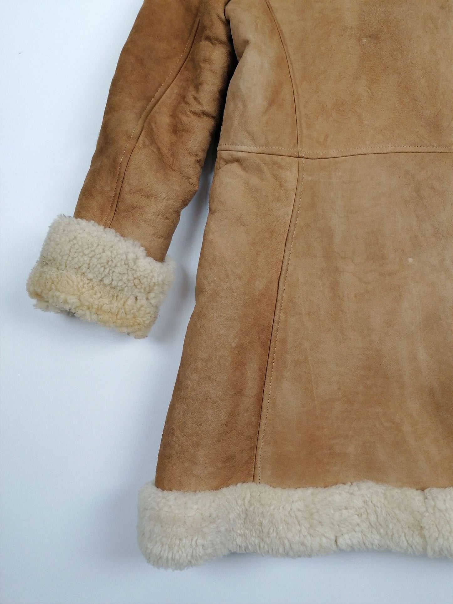 70's 80's Penny Lane Faux Shearling Coat Hooded - size XXS - XS