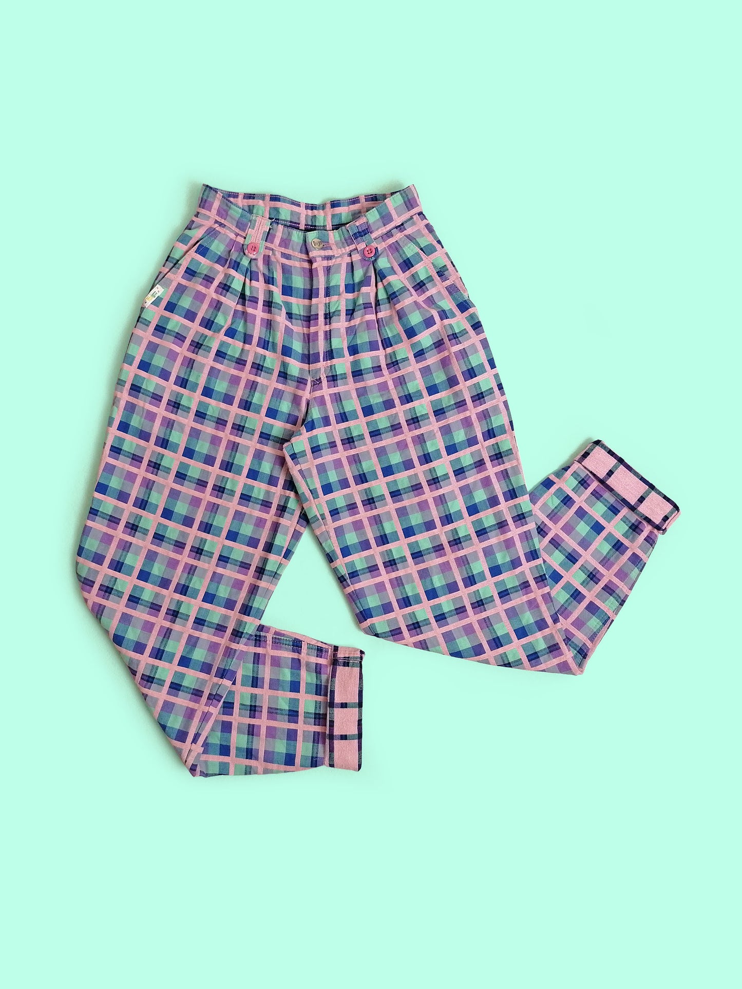 80's BARBARA FARBER High Waist Baggy Pants - size XS-S ( 23.5" waist)