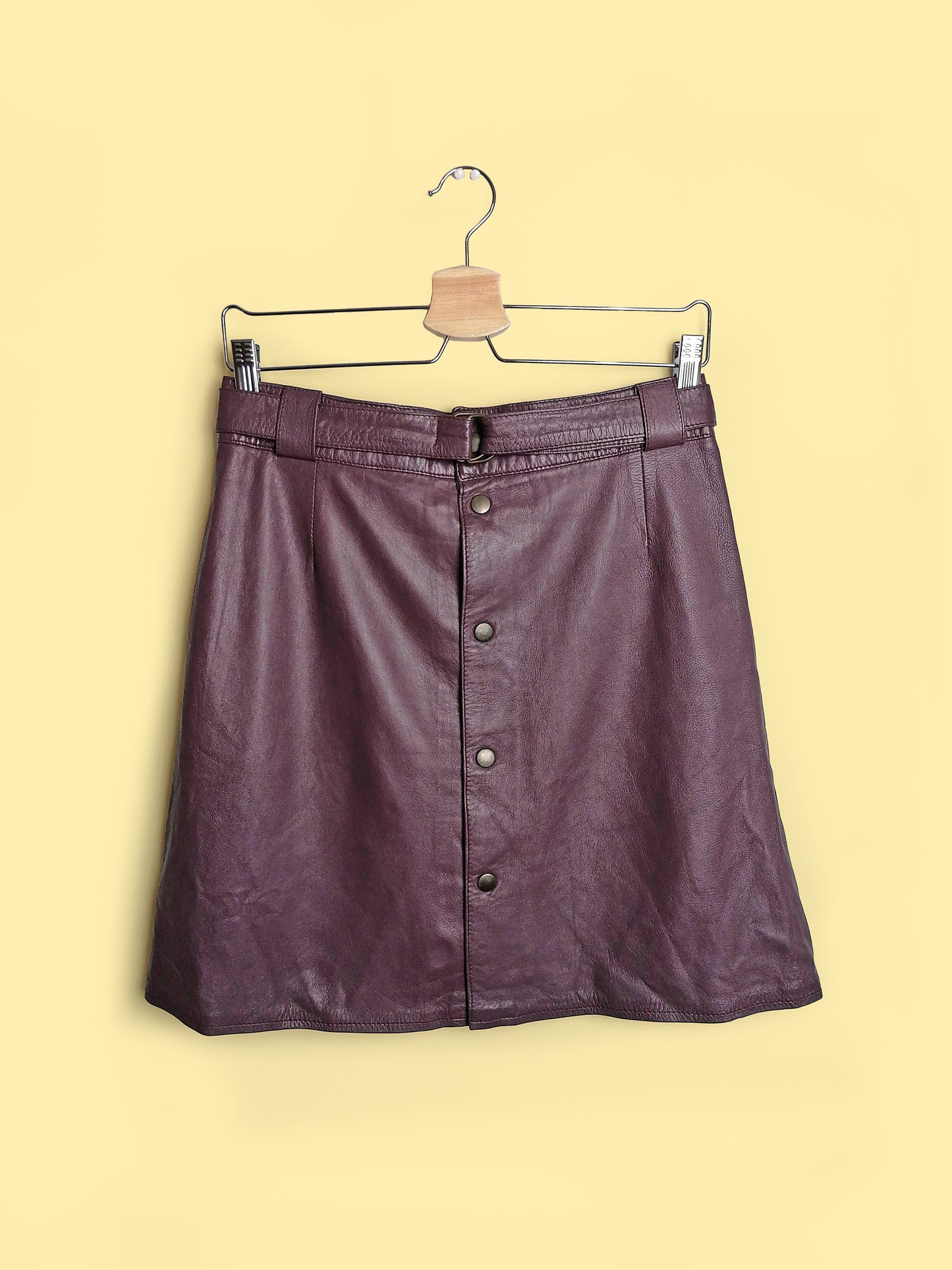80's Soft Leather Plum Mini Skirt ~ size S-M