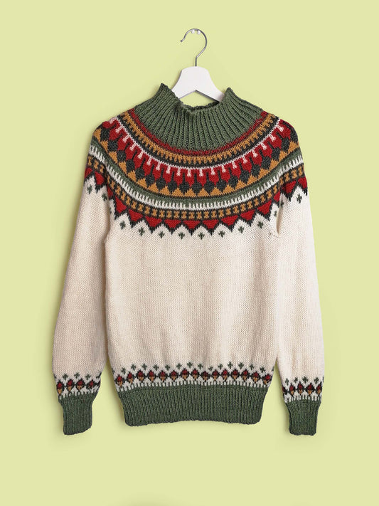 80's Fair Isle Retro Ski Sweater - size S-M