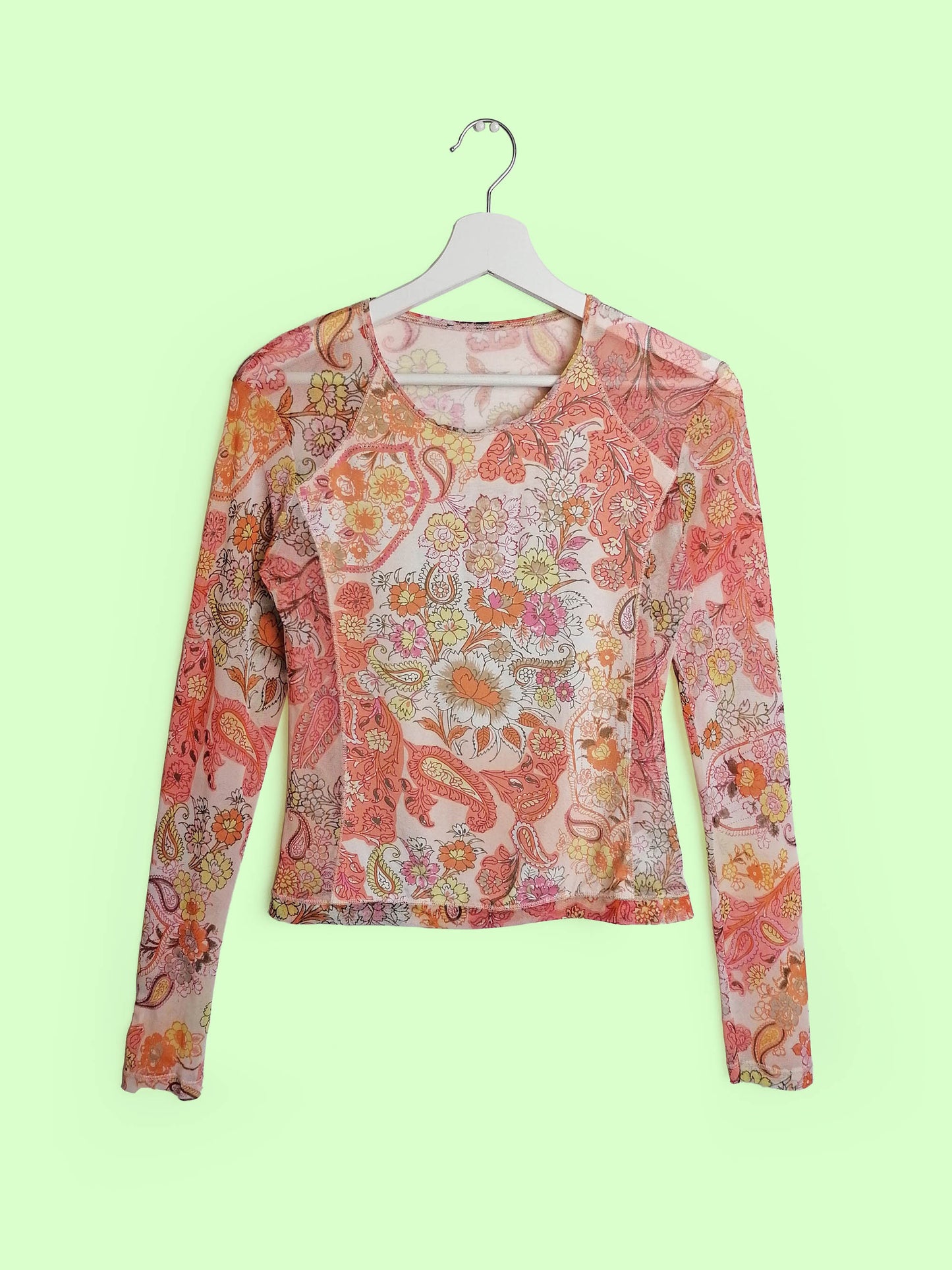 Micro-Mesh Top Floral Print - size S