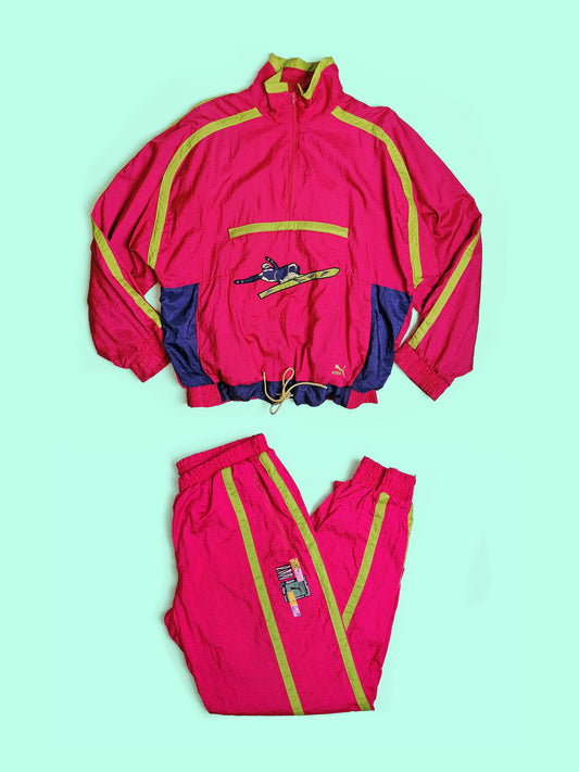 80's PUMA Unisex Tracksuit Pink - size L