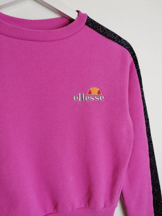Y2K ELLESSE Crop Sweatshirt Glitter Sleeves - size XS
