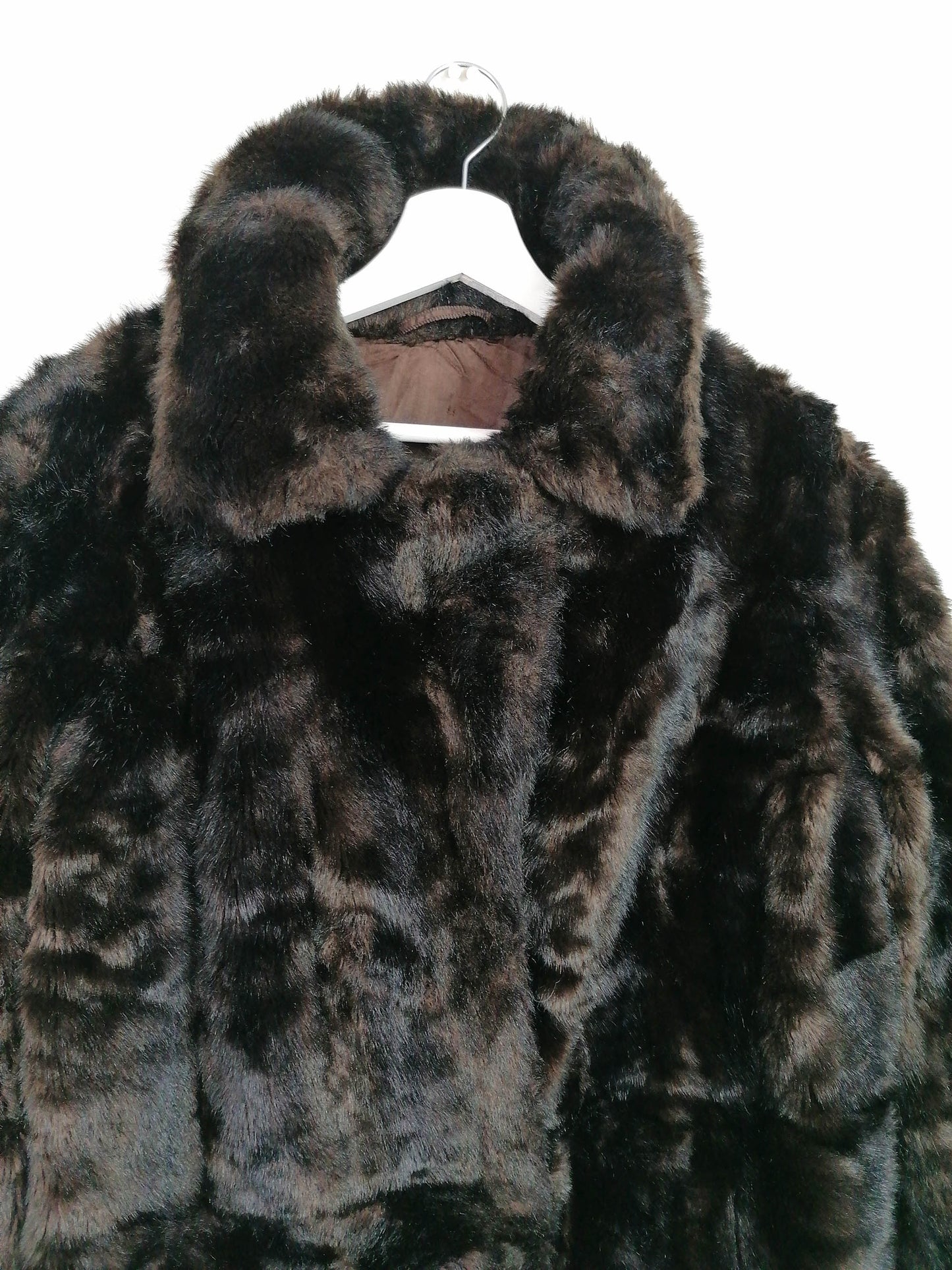 Vintage 80's 90's Faux Fur Coat Brown - size M