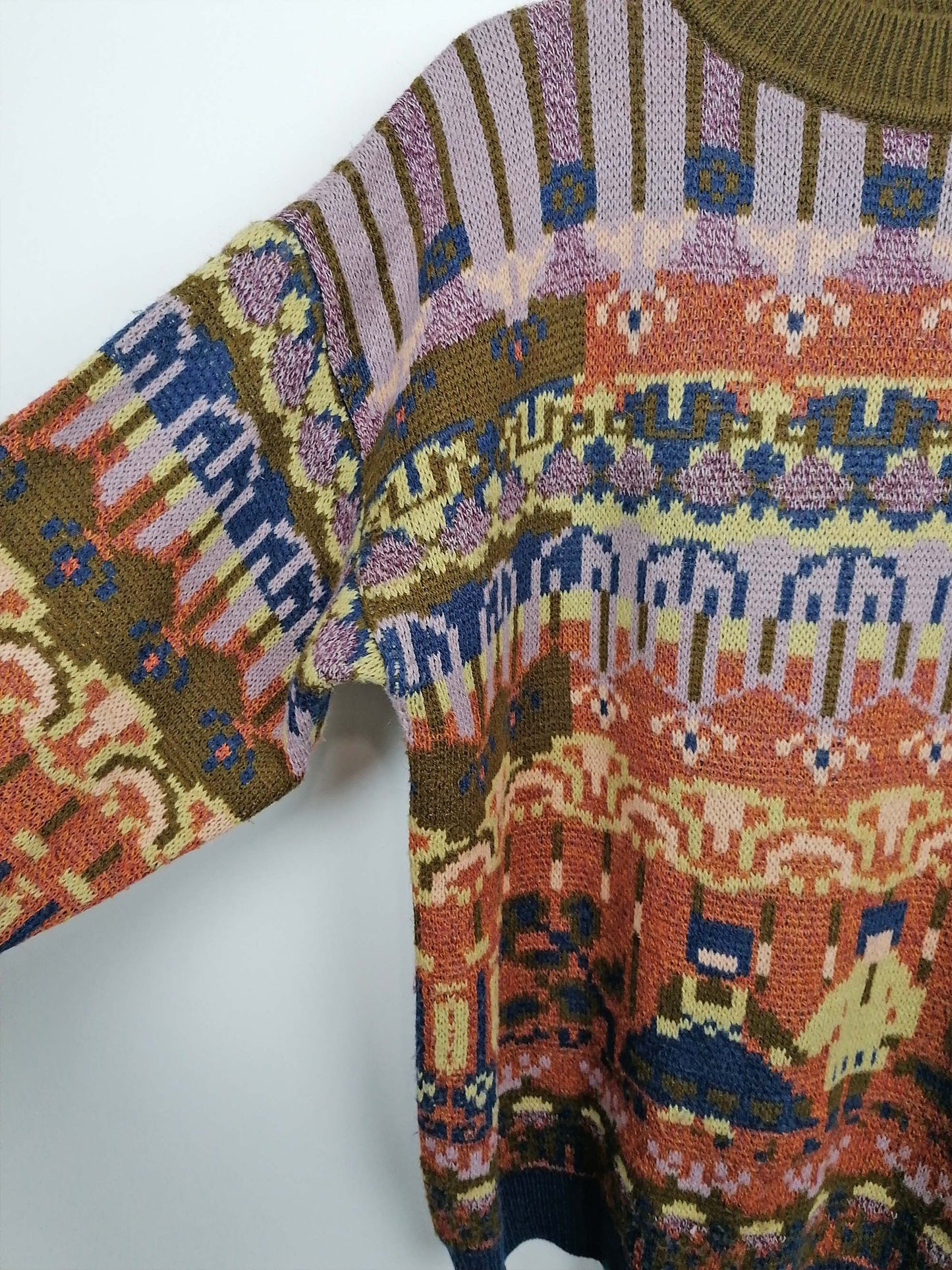 90's ANN LLEWELYN Esq. Folk Pattern Sweater - size S