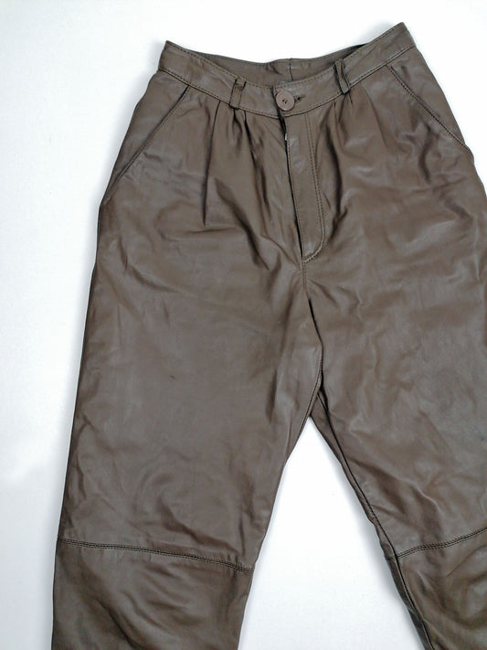 90's High Waist Faux Leather Pants -size XXS -XS / waist 24" (60 cm)