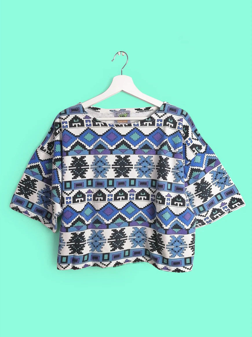CHECK UP Patterned Crop T-shirt - size S-M
