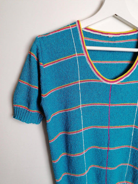 70's 80's Soft Knit Top Retro Puffy Sleeve - size S-M