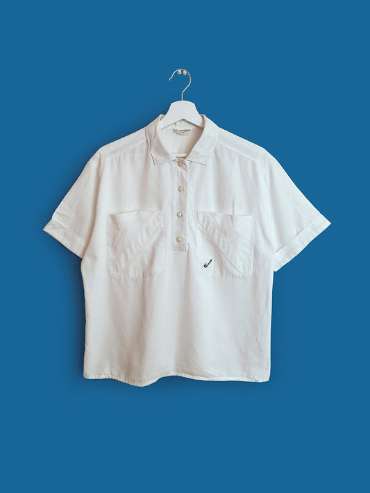 Retro Boxy Button-up Golf embroidery Shirt