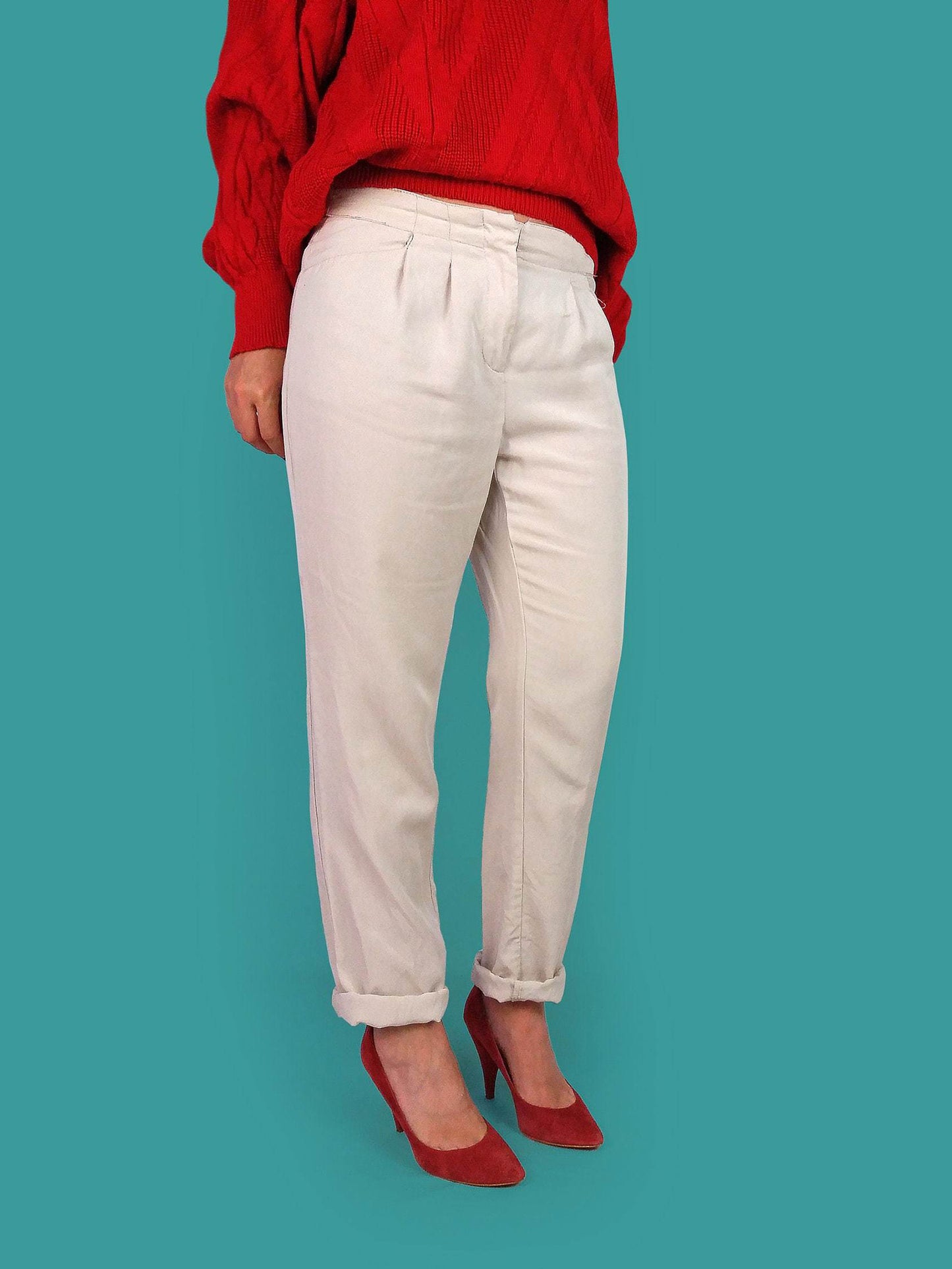90's BIAGGINI Soft Viscose Casual Trousers - size S-M