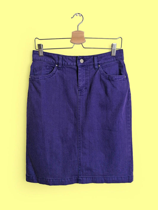 Y2K Purple Denim Pencil Skirt - size M - UK 12