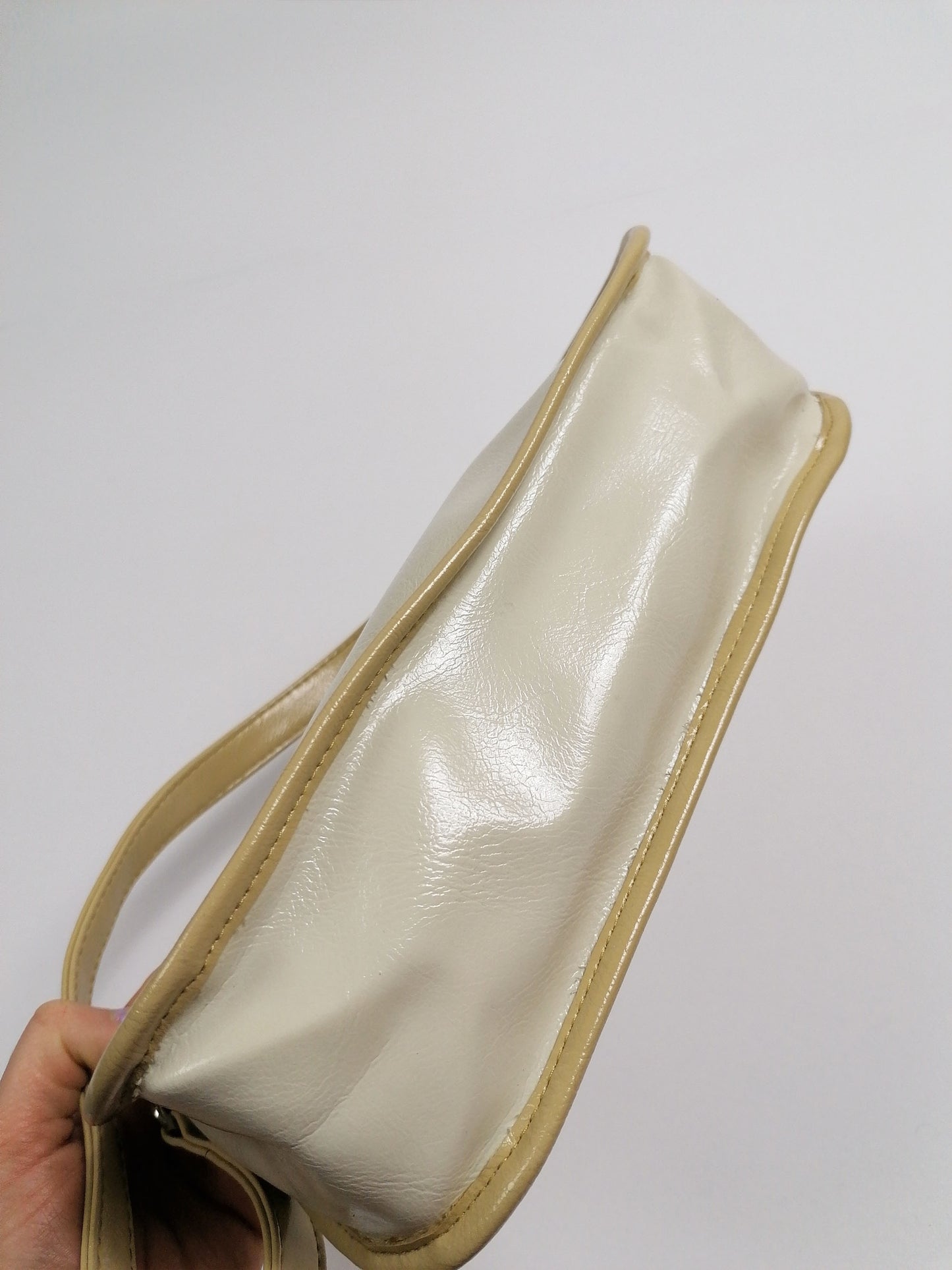 Y2K Small Bag Faux Leather Cream Baguette