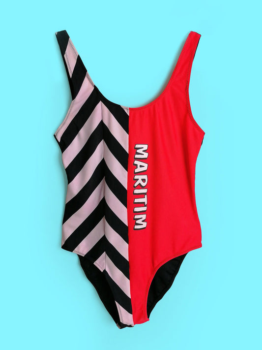 80's Retro Swimsuit Nautical ~ size S-M