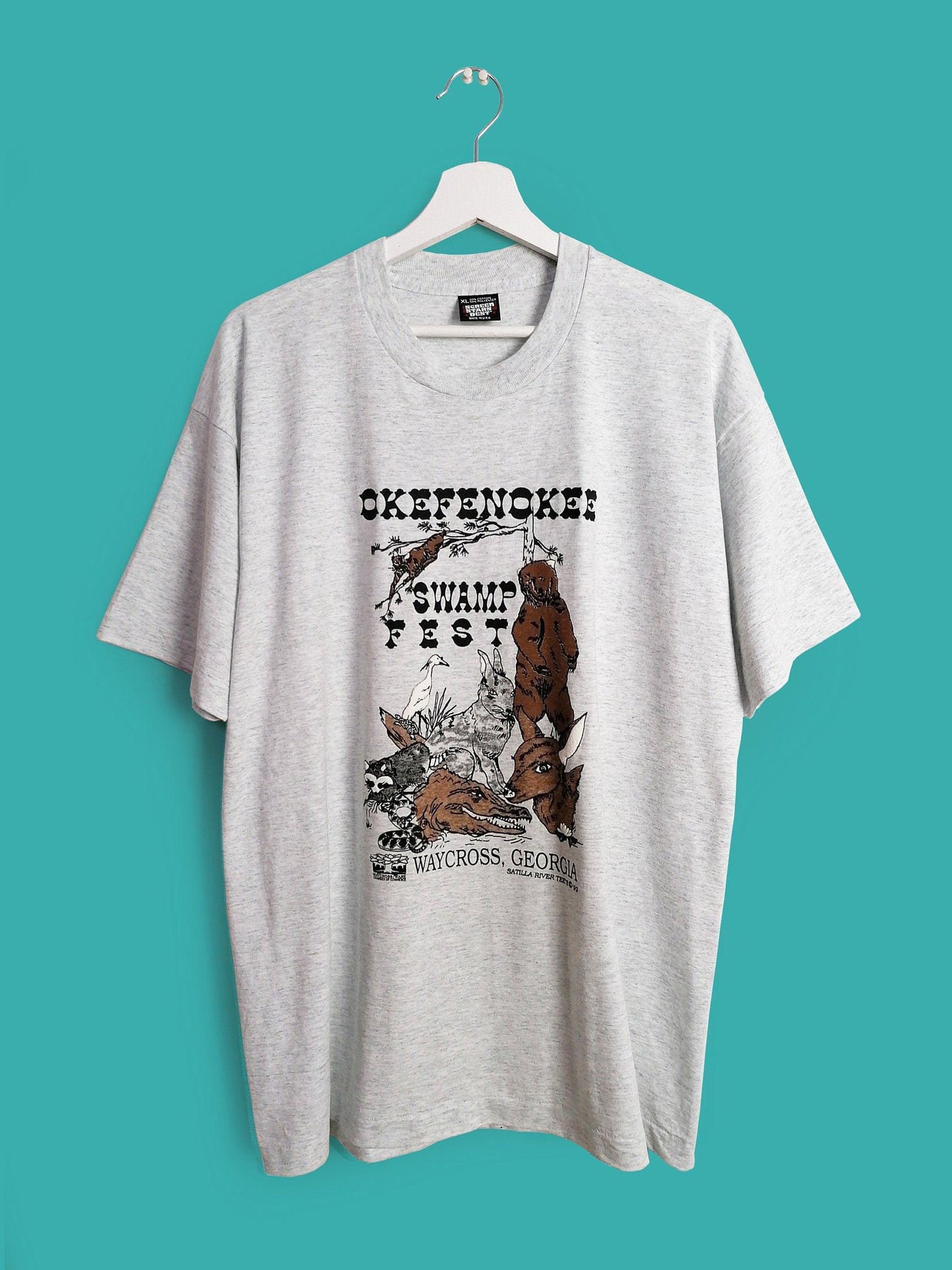 Vintage 90's SCREEN STARS Forest Animals Oversized Retro T-shirt
