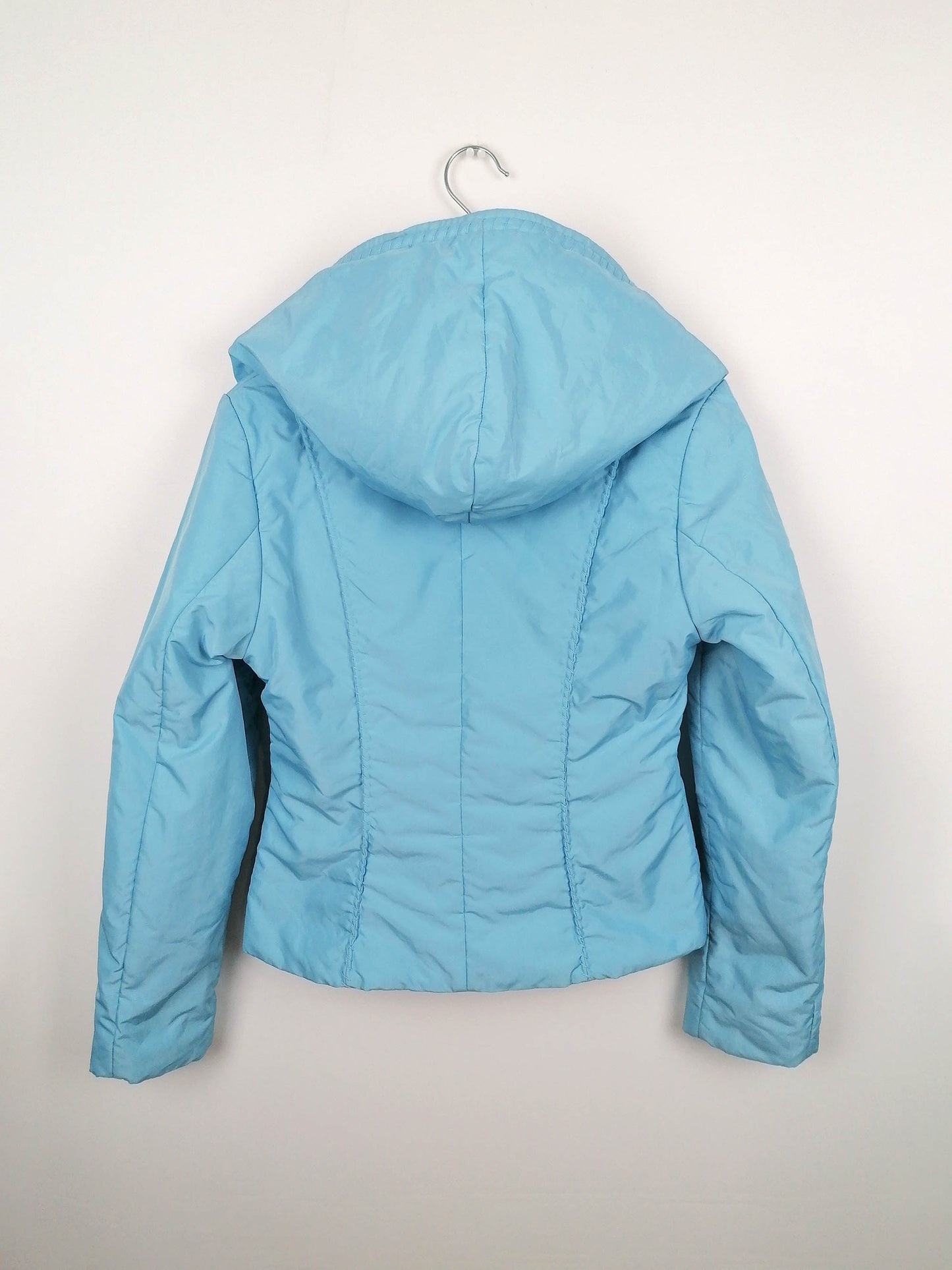 Y2K Snow Image Pastel Blue Fitted Jacket with Hood - size S-M