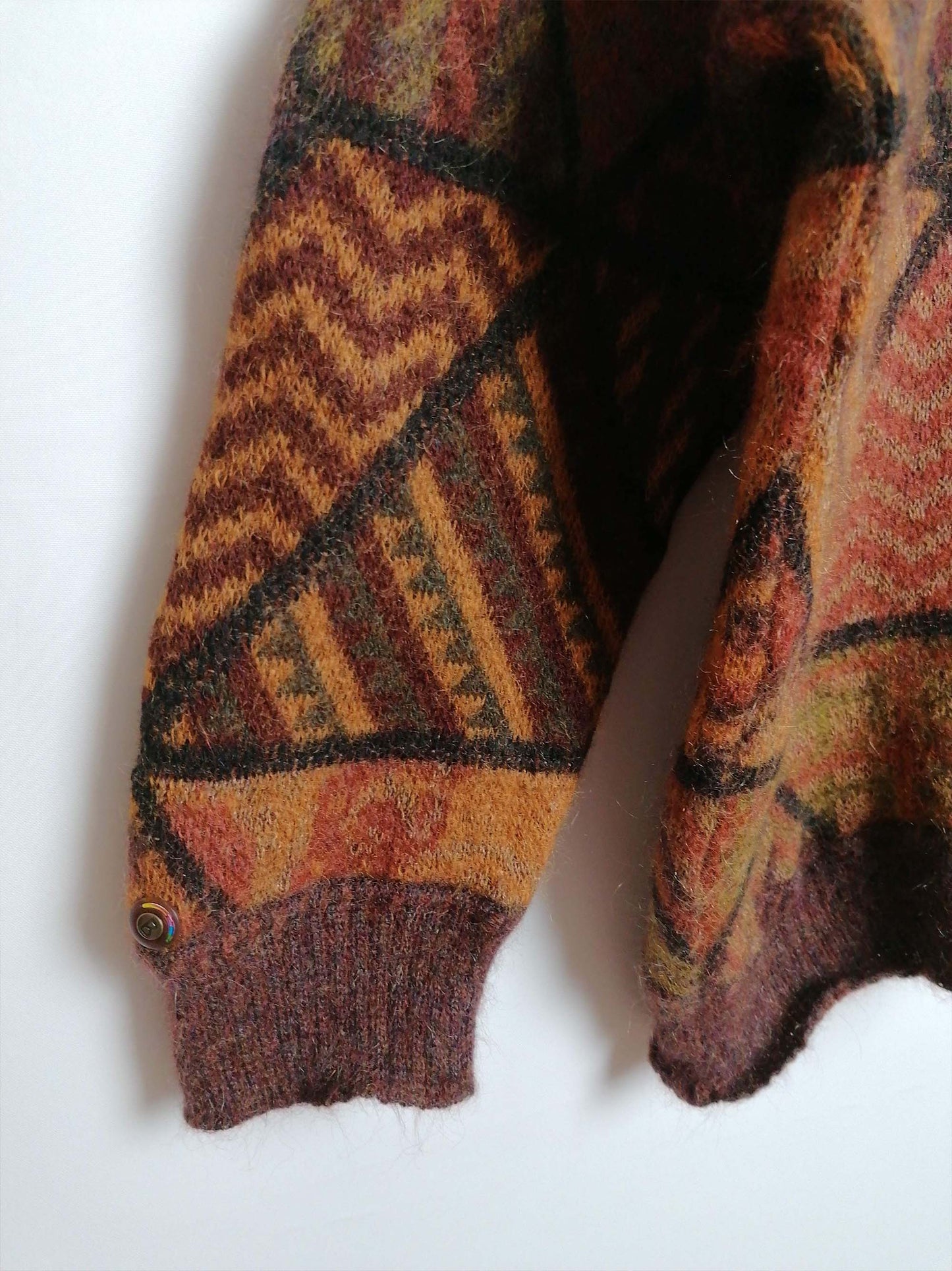 90's BOGNER Shrunken Wool Mohair Sweater Retro Pattern - size S-M
