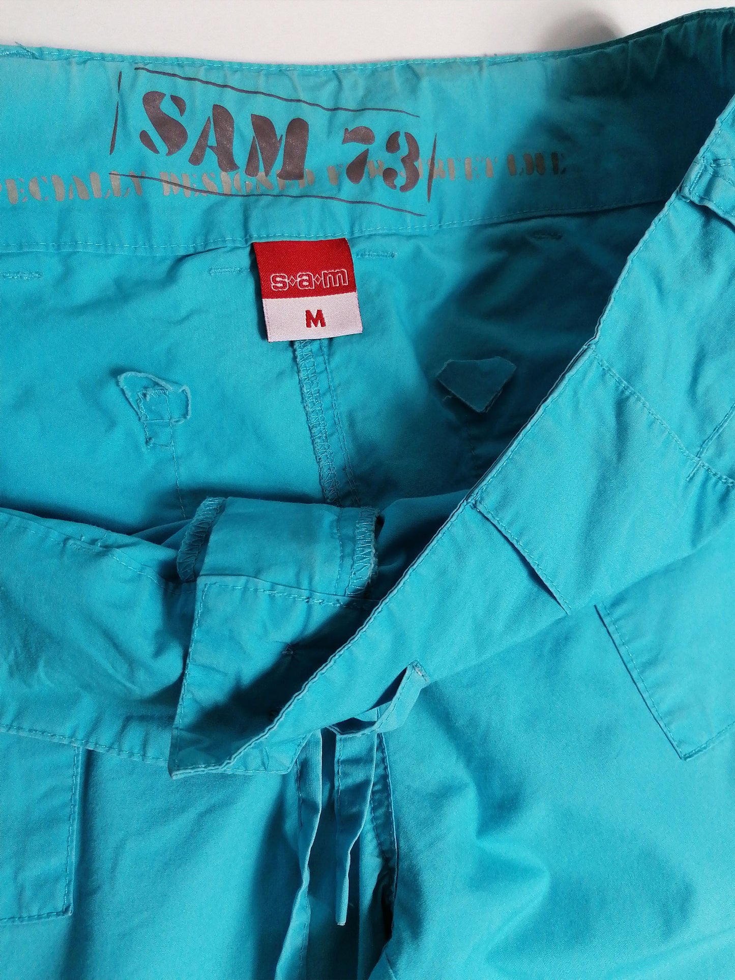 Y2K Soft Shell Low-Waist Blue Cargo Pants - size M-L