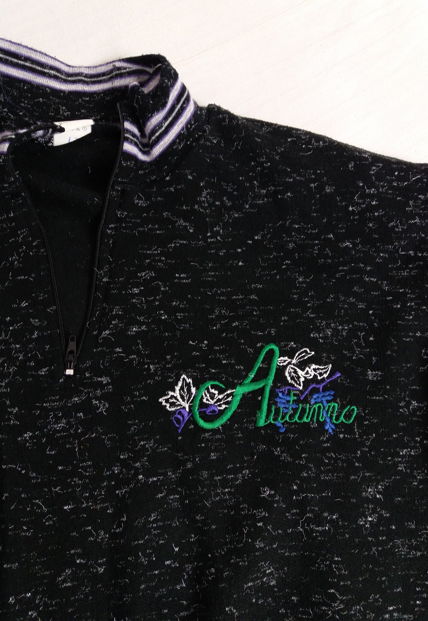90's Embroidery 1/4 Zip Sweater