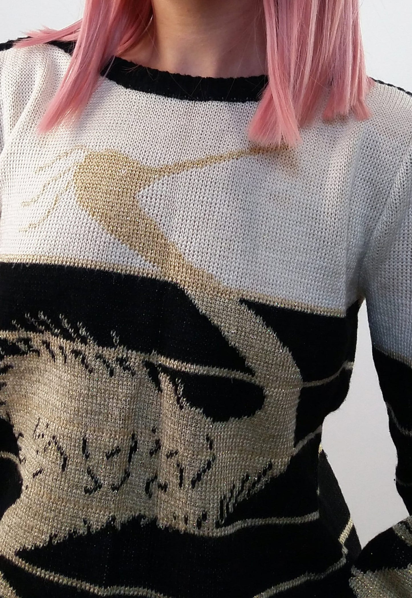 80's Gold Thread Bird Sweater