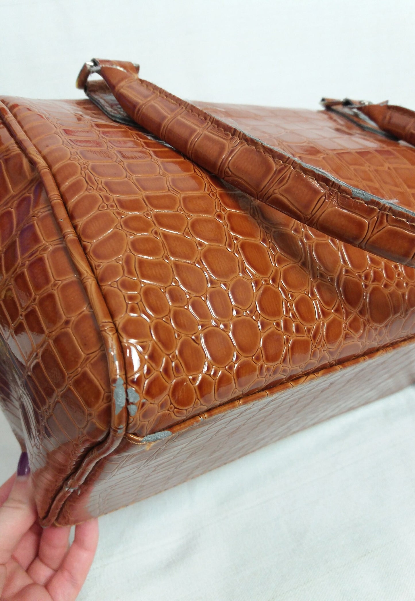 Faux Croc Patent Leather Bag