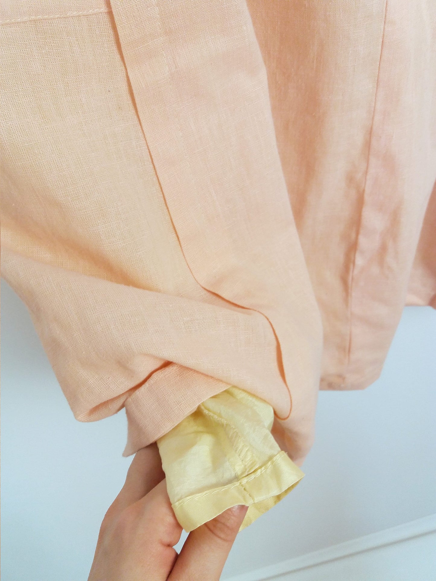 Two-piece Linen Set Top and Skirt Peach Pink - Size M - F 40/ GB 12 / US 10