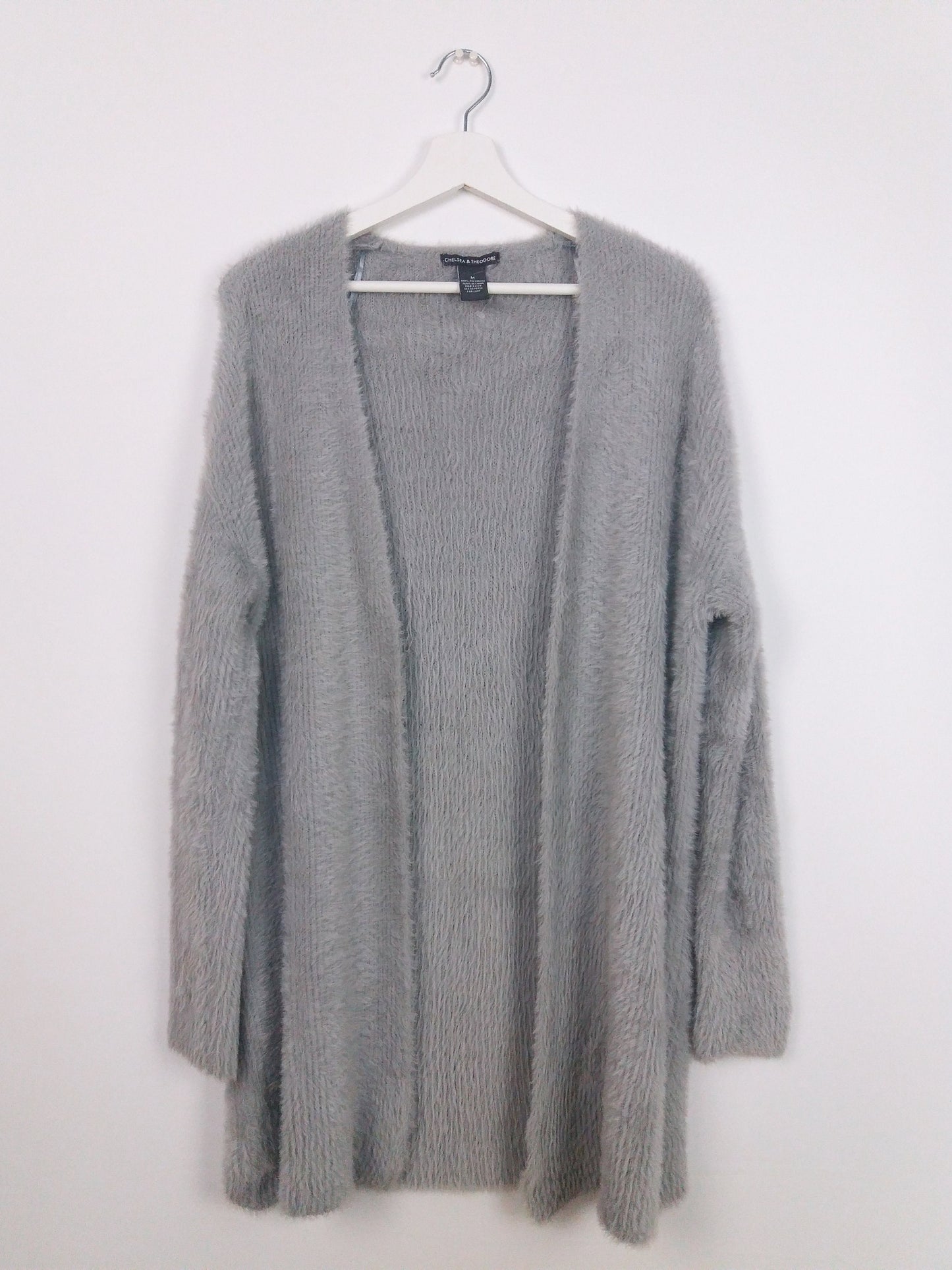 90's Chelsea and Theodore Fluffy Knit Soft Cardigan in Grey