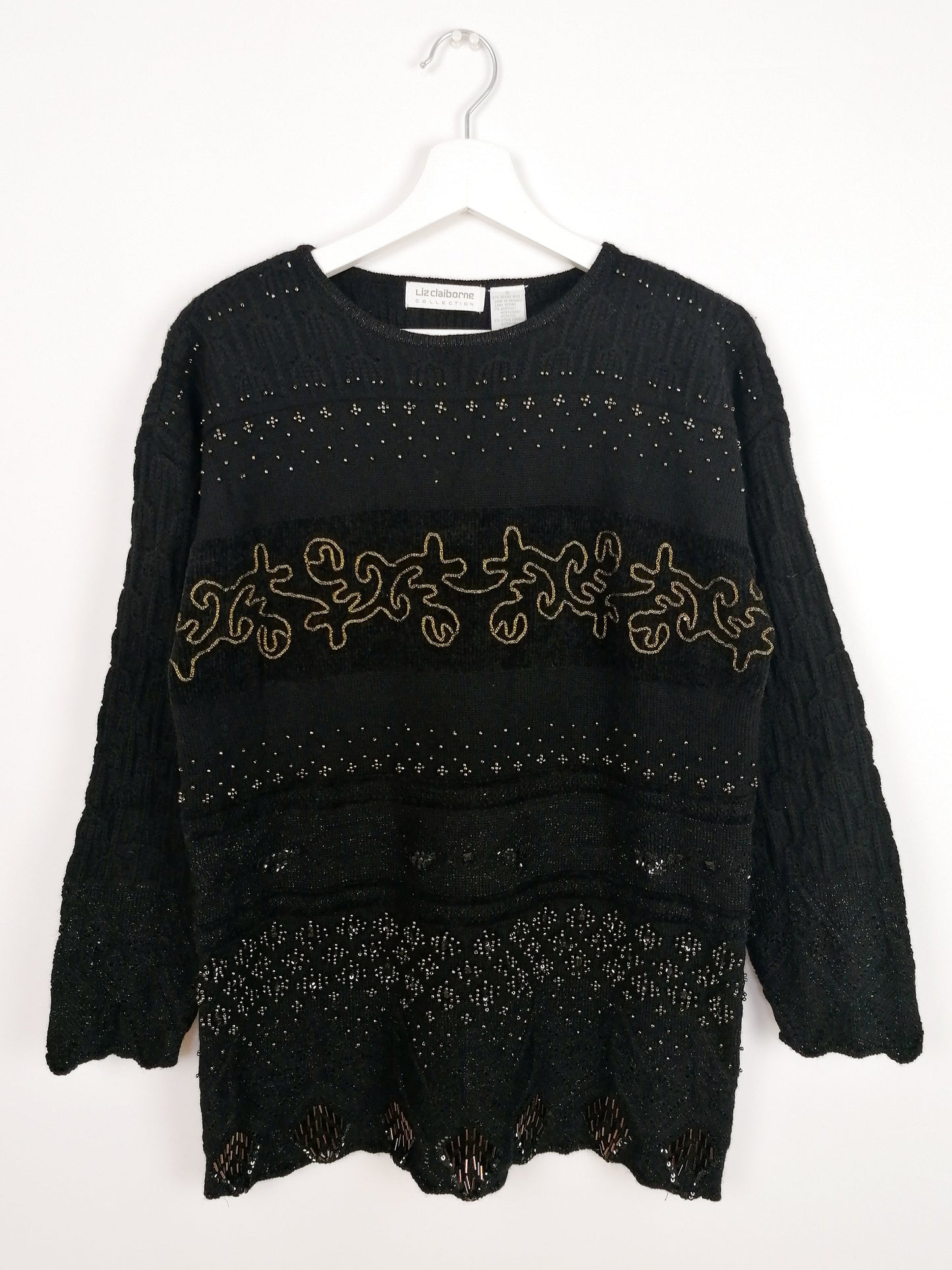 Vintage 90's LIZ CLAIBORNE Beaded Knit Sweater - size L