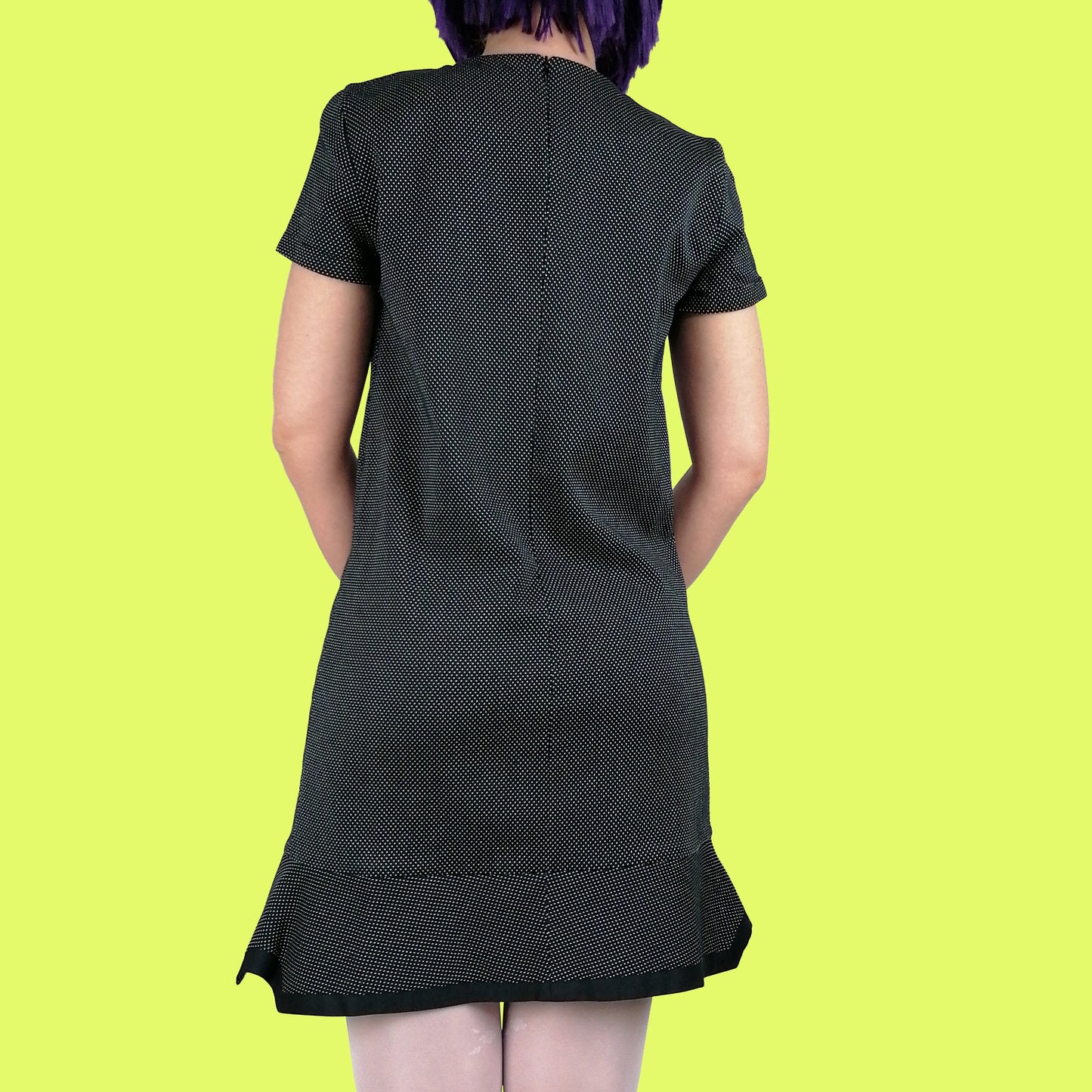 Vintage 90's Minimalist Polka Dots Mini Dress Short Sleeves - size S