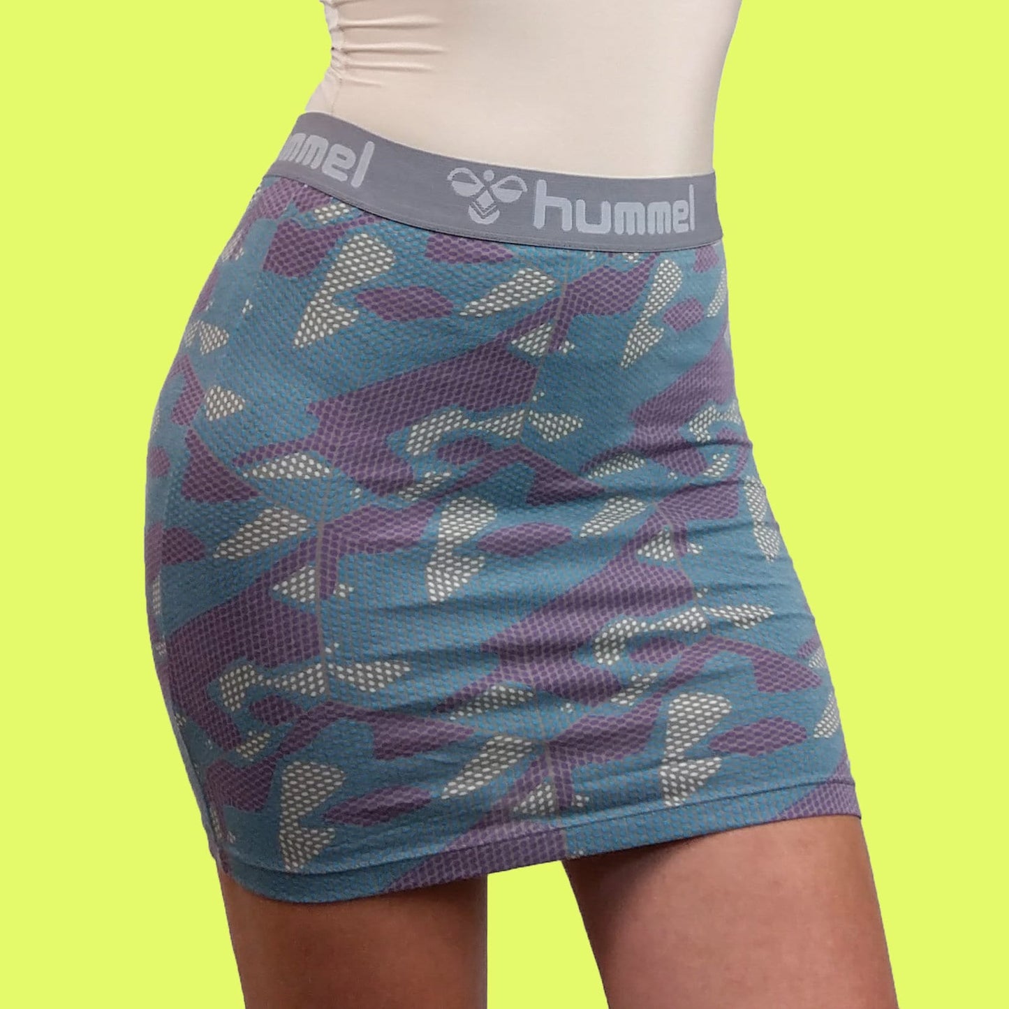 HUMMEL Y2K Camo Print Stretch Mini Skirt
