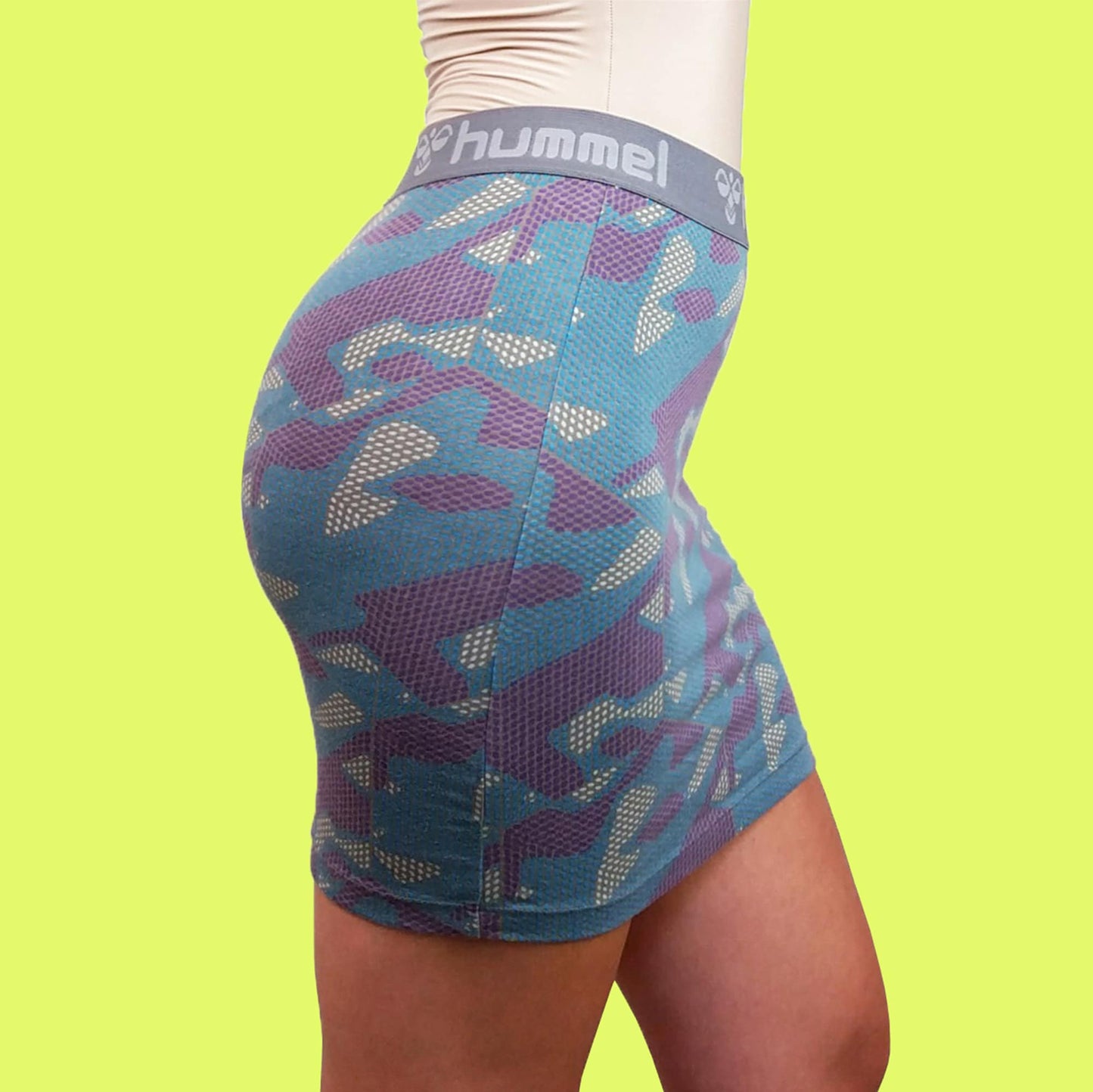 HUMMEL Y2K Camo Print Stretch Mini Skirt