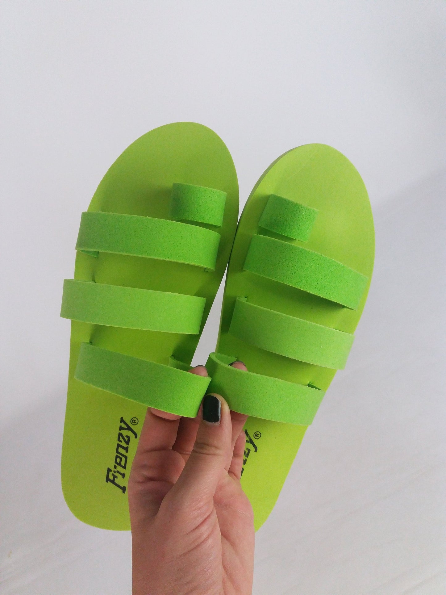 Fluorescent Green Foam Flip-Flops - New - size 37-37.5, UK 4