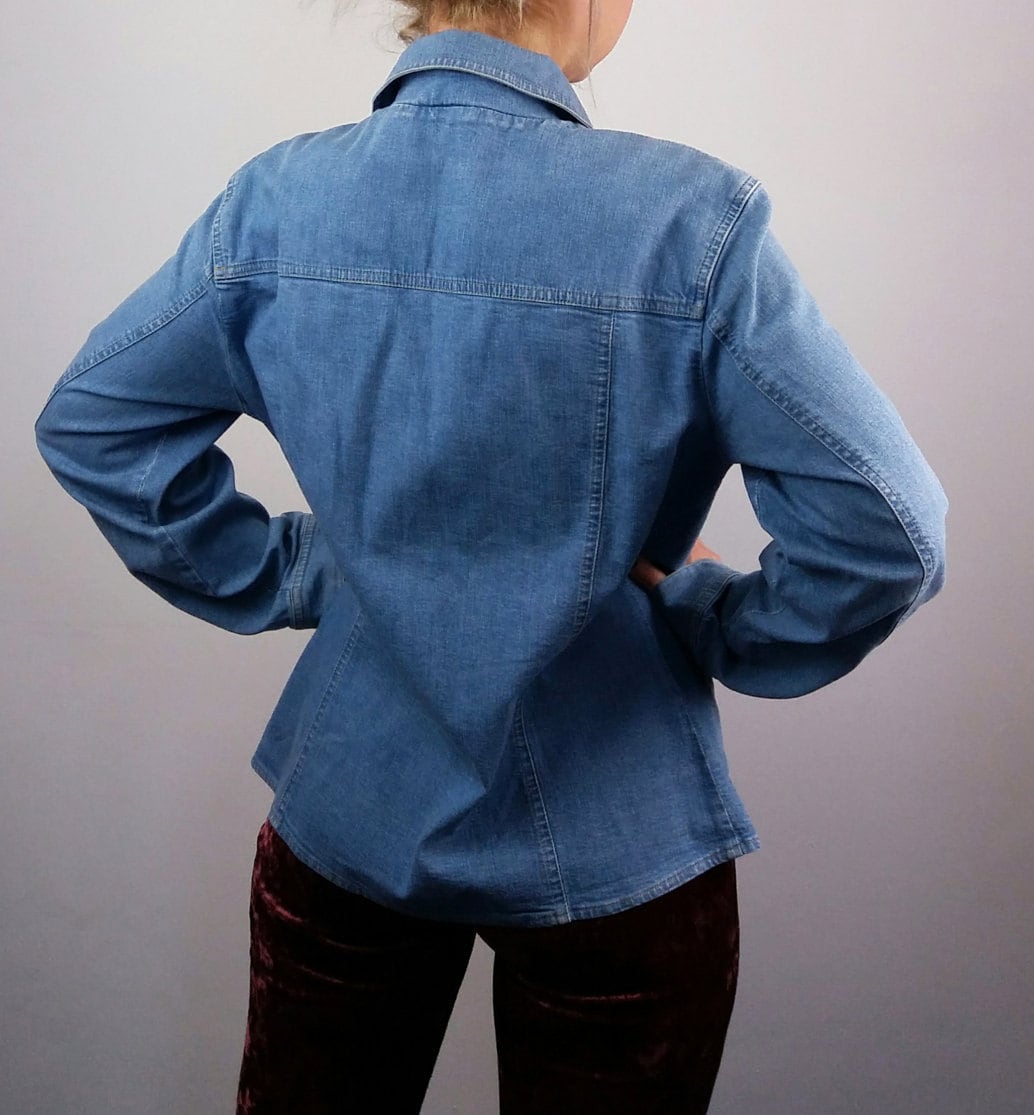 90's Betty Barclay Light Stretch Denim Shirt Jacket -  size M / UK 12