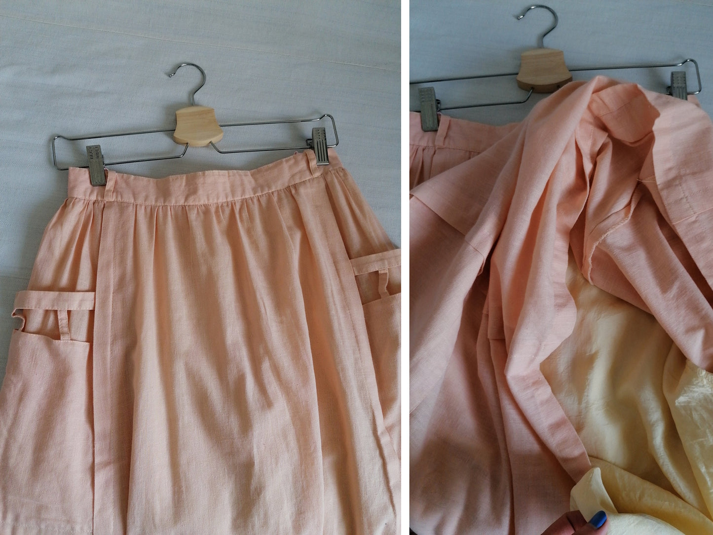 Two-piece Linen Set Top and Skirt Peach Pink - Size M - F 40/ GB 12 / US 10