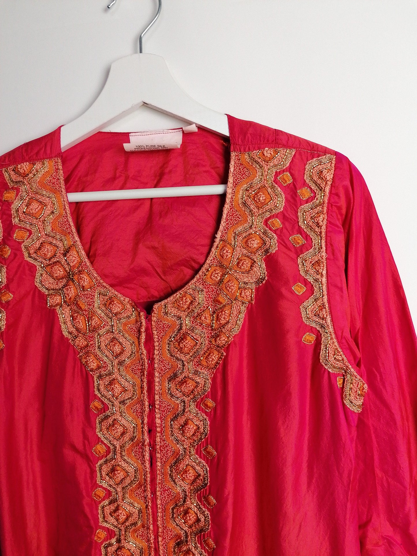 LOVELEEN Authentic Indian Silk Beaded Kurti Top/ Dress - size S-M
