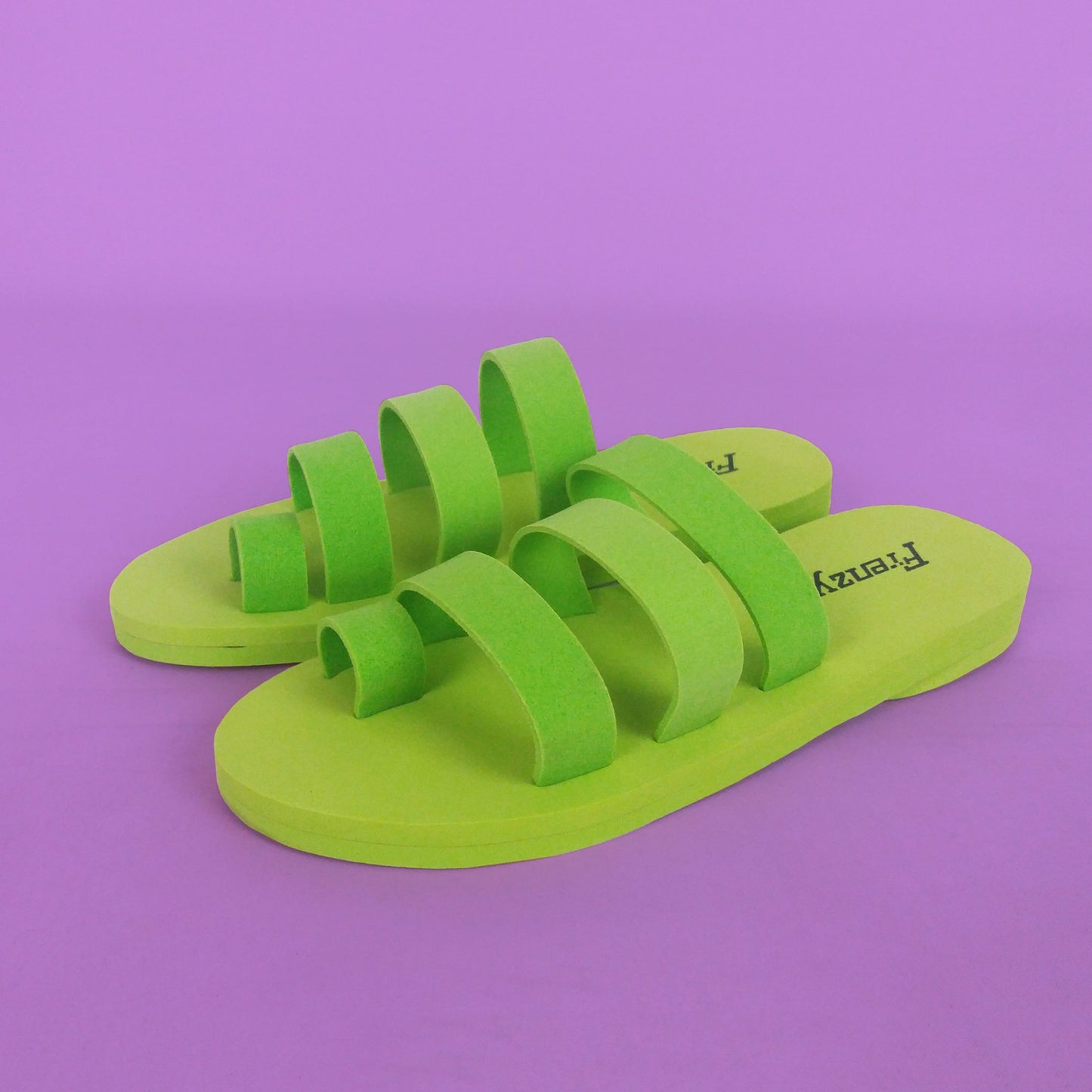 Fluorescent Green Foam Flip-Flops - New - size 37-37.5, UK 4