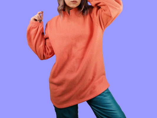 Orange Fleece Thermal Sweater High Neck - size S-M